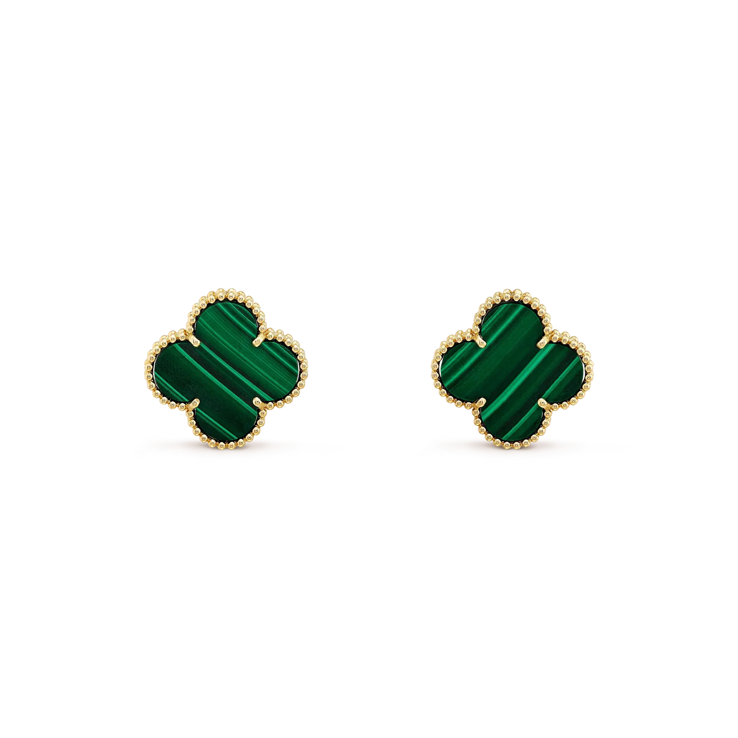 [Solara Jewelry]CLOVER MINI 9.5MM MALACHITE  EARRINGS