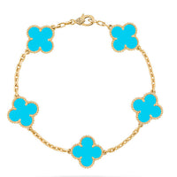 [Solara Jewelry]クローバー 5モチーフ ターコイズブレスレット