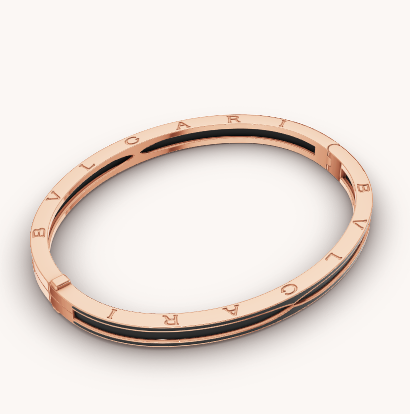 [Solara Jewelry]ZERO 1 PINK GOLD WITH MATTE BLACK CERAMIC BRACELET