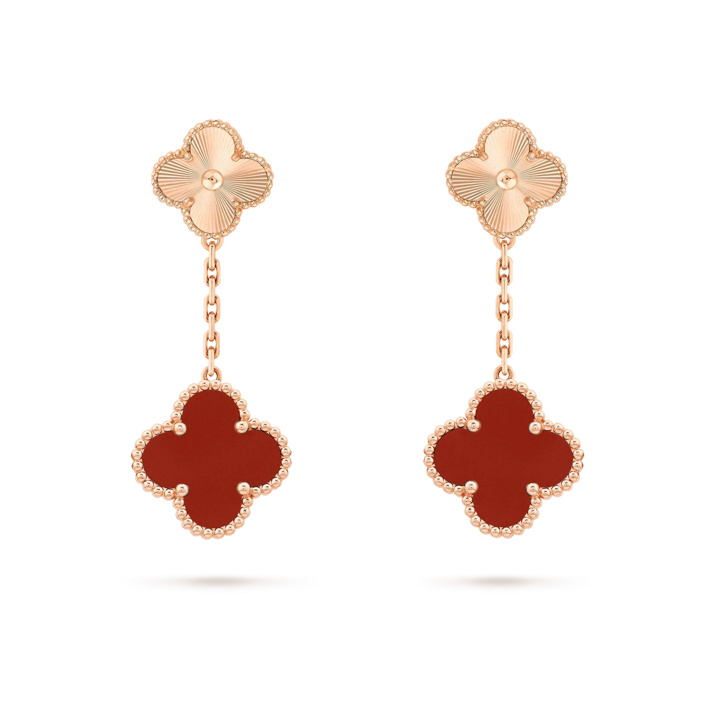 [Solara Jewelry]CLOVER 2 MOTIF  LASER CARNELIAN EARRINGS