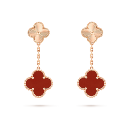 [Solara Jewelry]CLOVER 2 MOTIF  LASER CARNELIAN EARRINGS