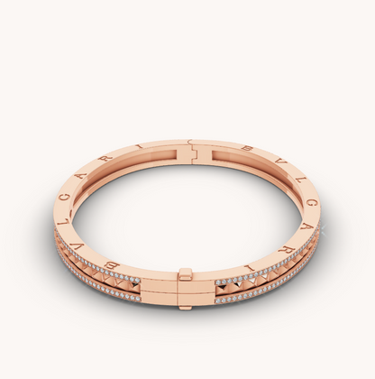 [Solara Jewelry]ZERO 1 SPIRAL AND PAVED DIAMOND PINK GOLD BRACELET