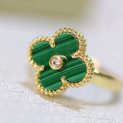 [Solara Jewelry]CLOVER MALACHITE RING GOLD DIAMOND
