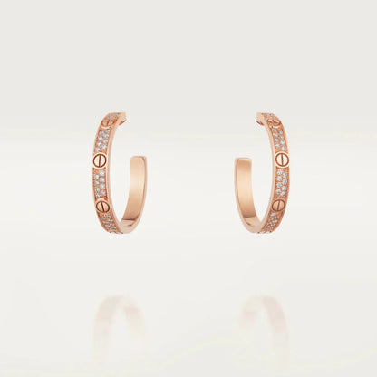 [Solara Jewelry]LOVE DIAMOND PINK GOLD HOOP EARRINGS