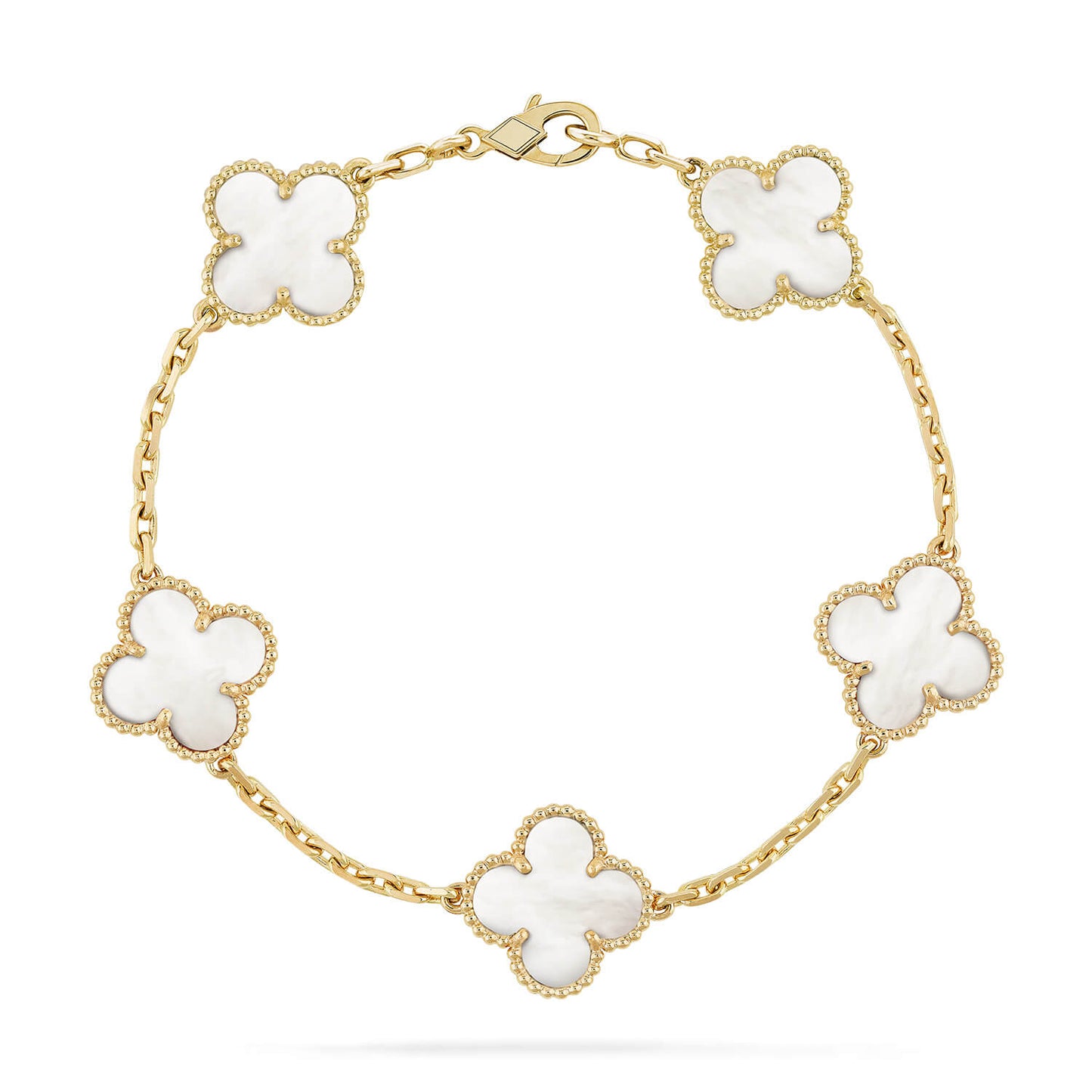 [Solara Jewelry]CLOVER  5 MOTIF WHITE MOP BRACELET