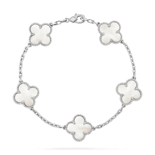 [Solara Jewelry]CLOVER SILVER MOP 5 MOTIF BRACELET