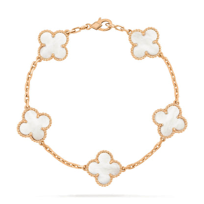 [Solara Jewelry]CLOVER  5 MOTIF WHITE MOP BRACELET
