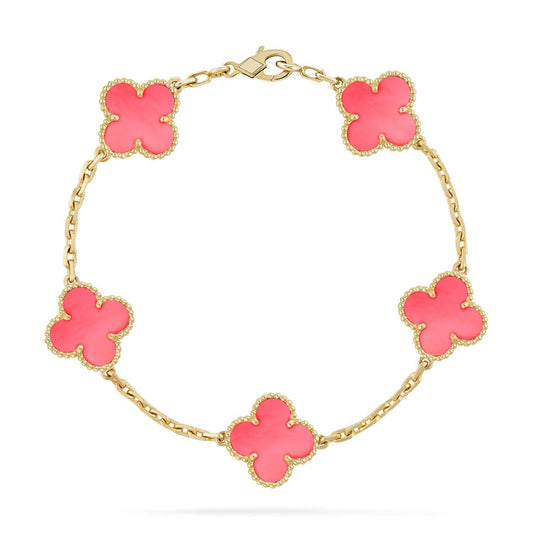 [Solara Jewelry]CLOVER 5 PINK MOP BRACELET