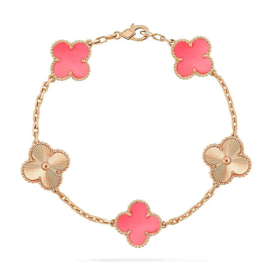 [Solara Jewelry]CLOVER BRACELET 5 MOTIF PINK AND PINK GOLD