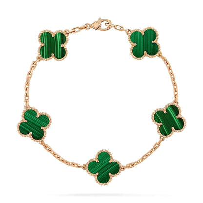 [Solara Jewelry]CLOVER 5 MOTIFS MALACHITE BRACELET