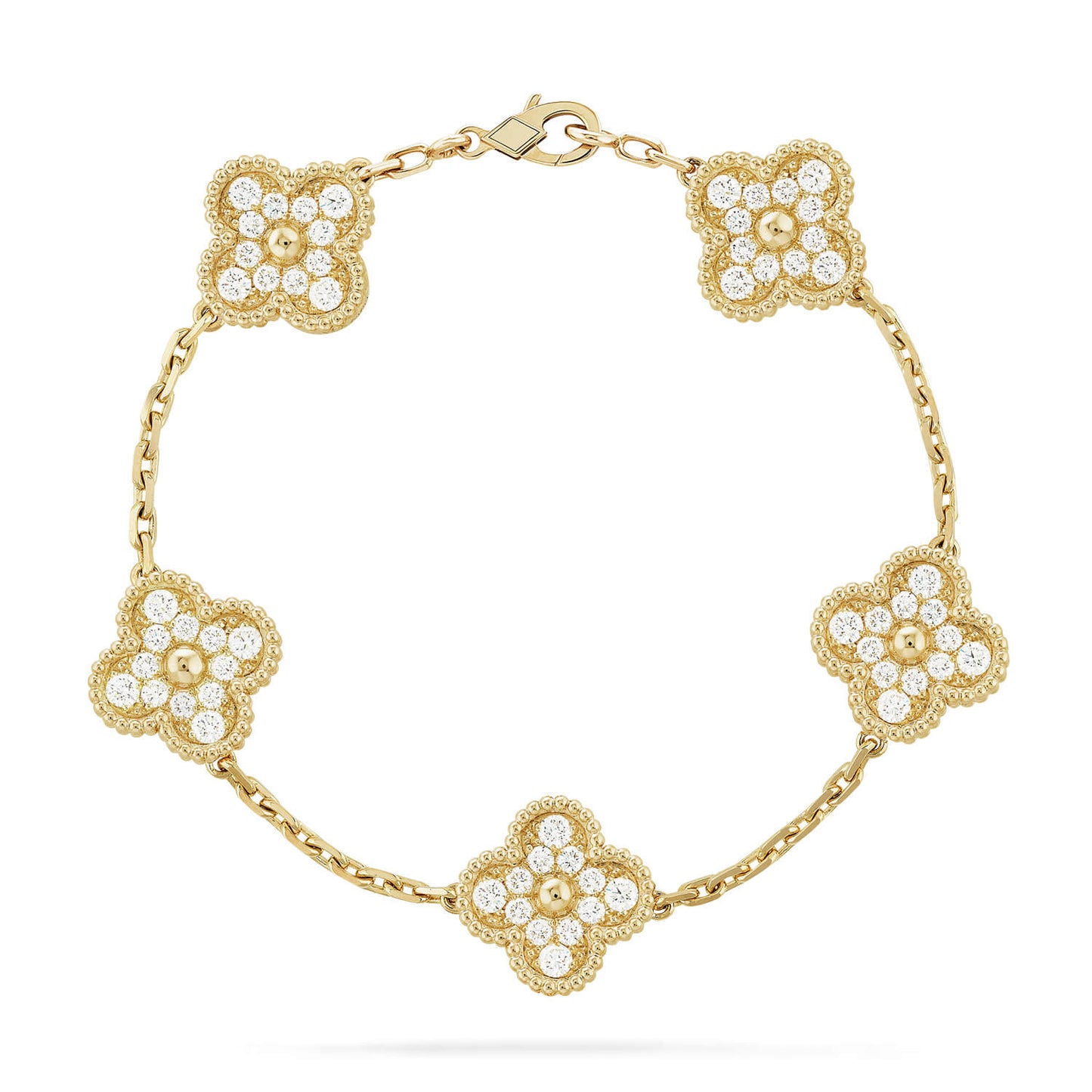 [Solara Jewelry]CLOVER 5 MOTIFS  FULL DIAMOND BRACELET