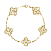 [Solara Jewelry]CLOVER 5 MOTIFS  FULL DIAMOND BRACELET