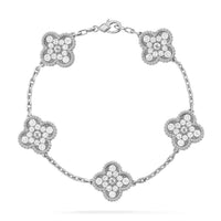 [Solara Jewelry]CLOVER 5 MOTIFS  DIAMOND BRACELET SILVER