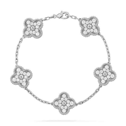 [Solara Jewelry]CLOVER 5 MOTIFS  DIAMOND BRACELET SILVER