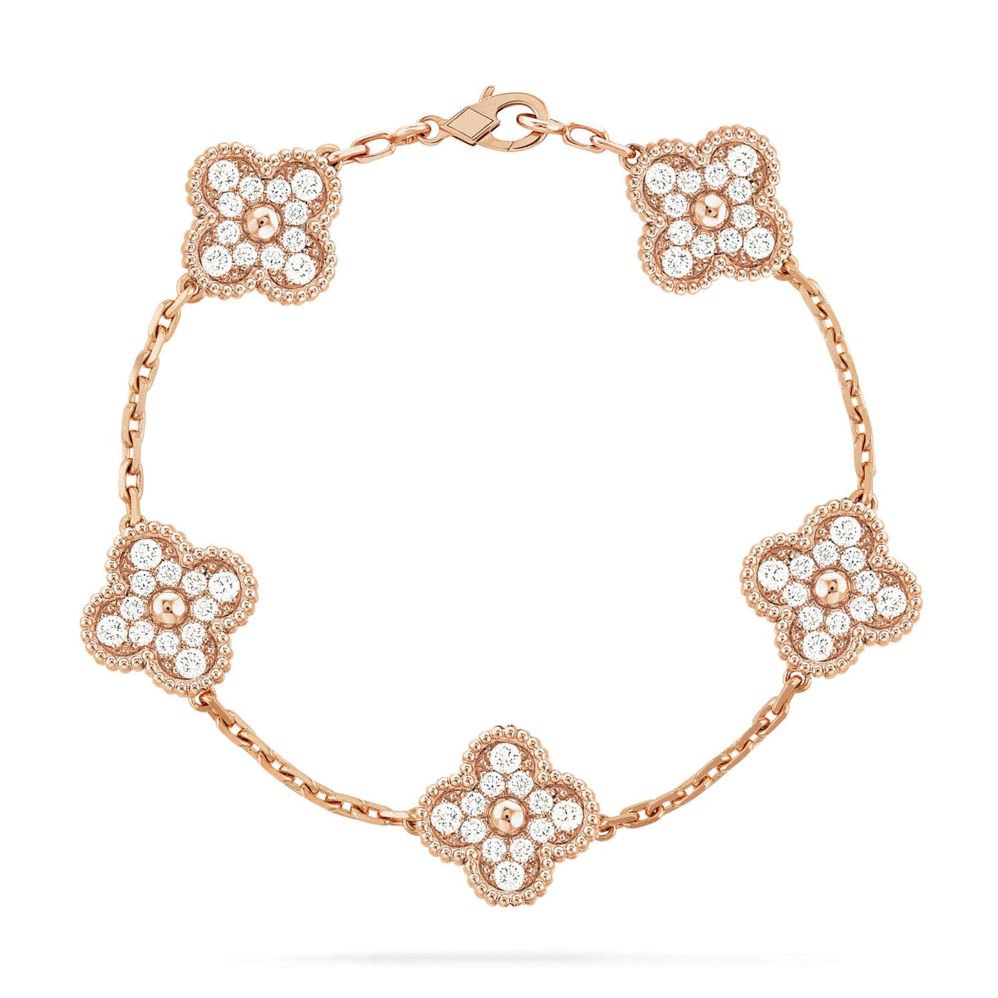 [Solara Jewelry]CLOVER 5 MOTIFS  FULL DIAMOND BRACELET
