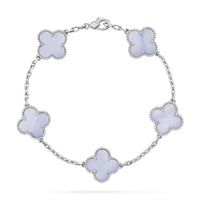 [Solara Jewelry]CLOVER 5 MOTIV LILA CHALZEDON ARMBAND SILBER