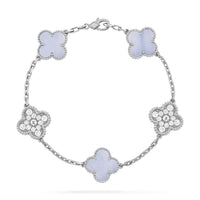 [Solara Jewelry]CLOVER  5 MOTIF DIAMOND PURPLE CHALCEDONY BRACELET SILVER