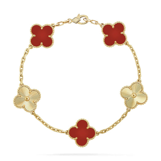 [Solara Jewelry]CLOVER  5 MOTIFS CARNELIAN GOLD BRACELET