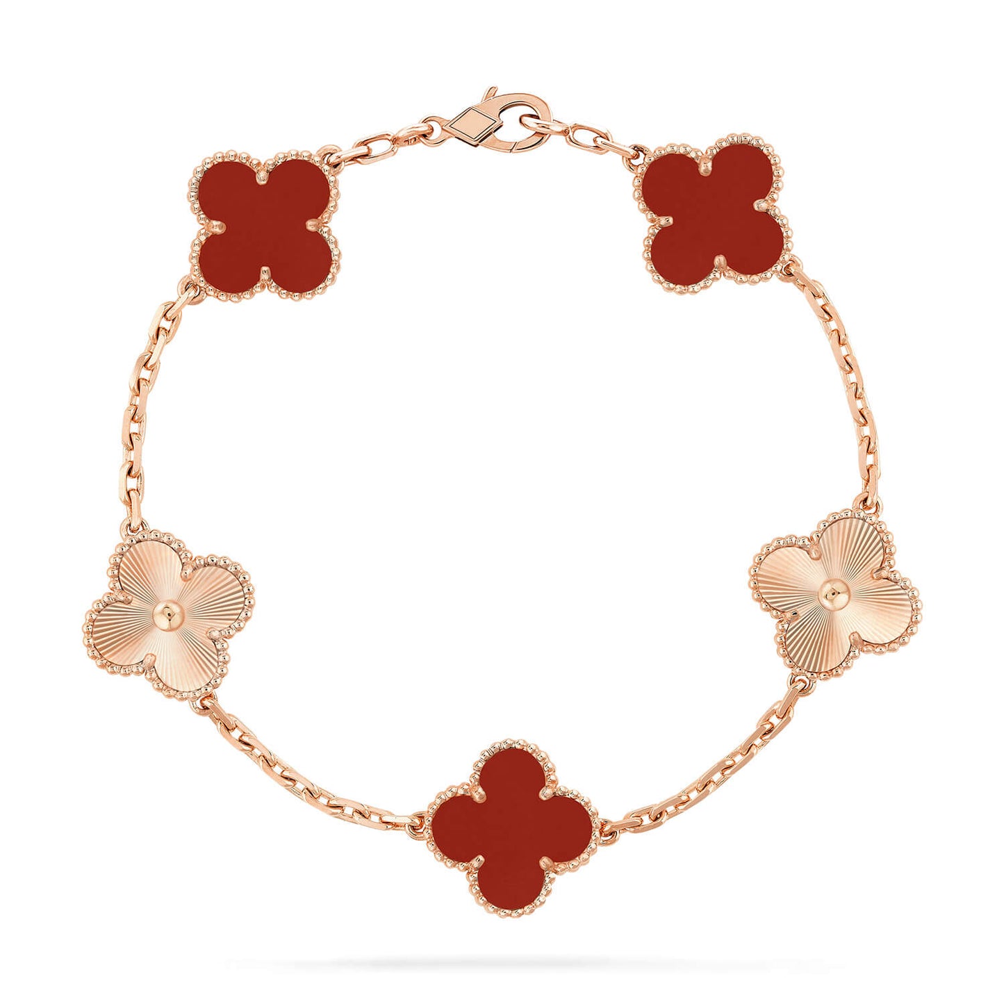 [Solara Jewelry]CLOVER  5 MOTIFS CARNELIAN GOLD BRACELET