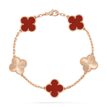 [Solara Jewelry]CLOVER  5 MOTIFS CARNELIAN GOLD BRACELET