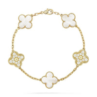 [Solara Jewelry]CLOVER BRACELET 5 MOTIF WHITE MOP DIAMOND