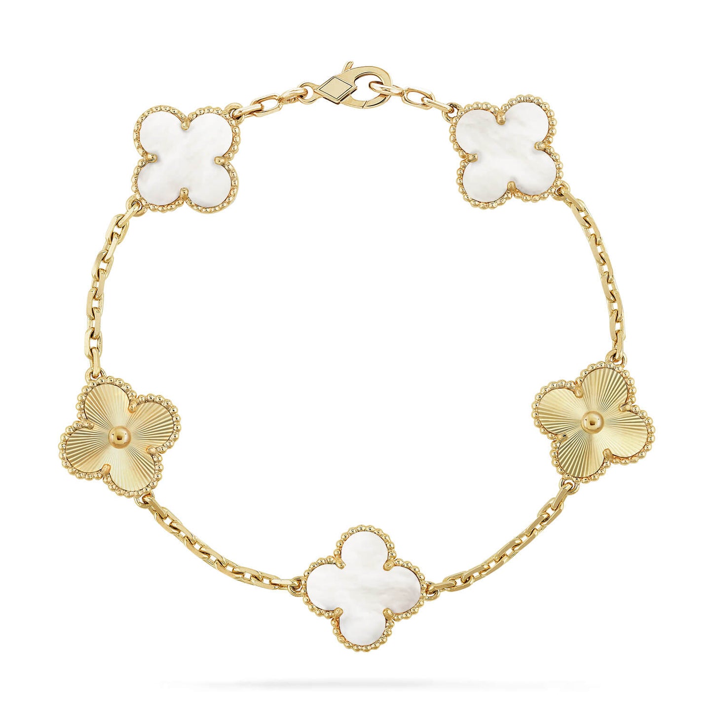 [Solara Jewelry]CLOVER 5 MOTIF WHITE MOP LASER BRACELET