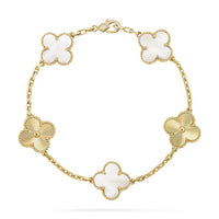 [Solara Jewelry]CLOVER 5 MOTIF WHITE MOP LASER BRACELET