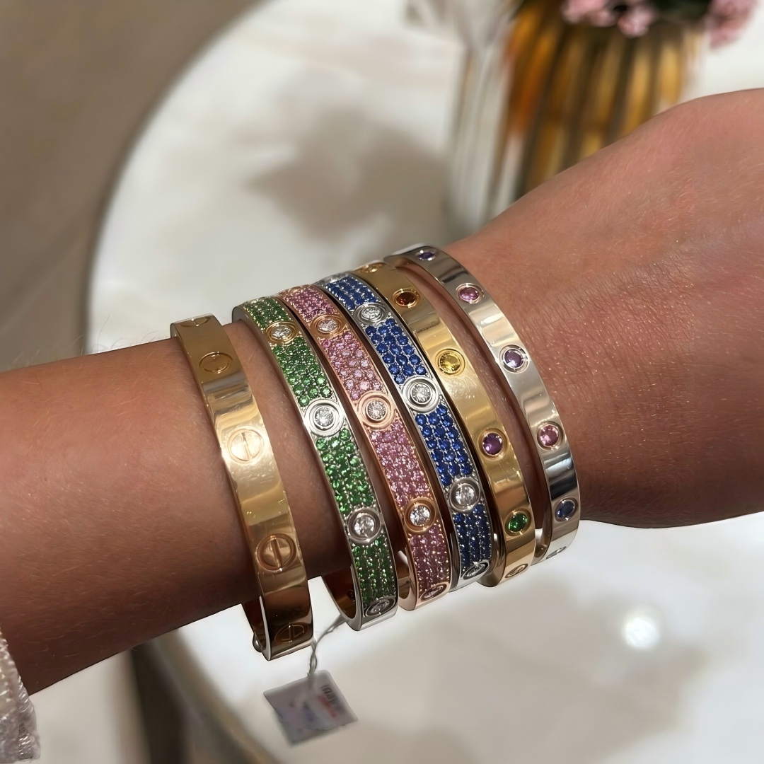 [Solara jewelry]2026 PAVE GEMSTONE LOVE BRACELET 6.1MM 10 DIAMONDS