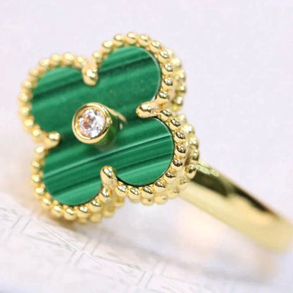 [Solara Jewelry]CLOVER MALACHITE RING GOLD DIAMOND