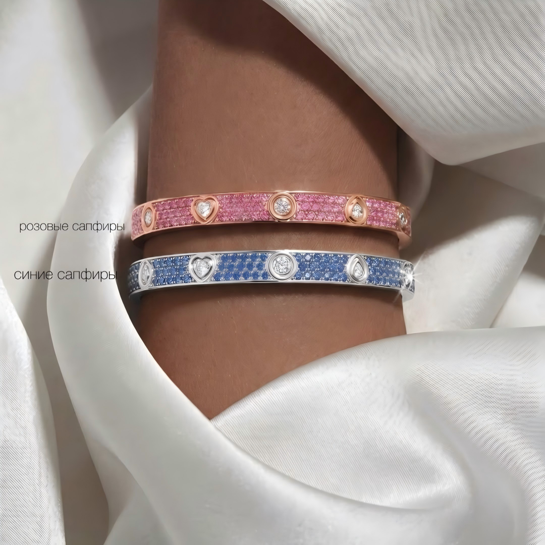 [Solara jewelry]2026 PAVE GEMSTONE LOVE BRACELET 6.1MM 10 DIAMONDS