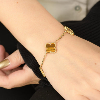 [Solara Jewelry]CLOVER  5 MOTIFS TIGER EYE BRACELET