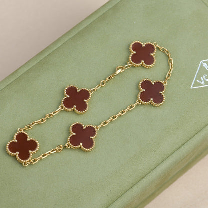 [Solara Jewelry]CLOVER 5 MOTIFS RED AGATE  BRACELET