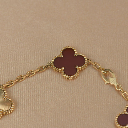 [Solara Jewelry]CLOVER  5 MOTIFS CARNELIAN GOLD BRACELET