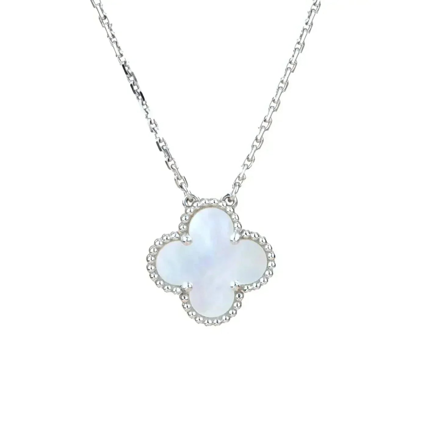 [Solara Jewelry]CLOVER  15MM WHITE MOTHER-OF-PEARL SILVER