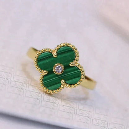 [Solara Jewelry]CLOVER MALACHITE RING GOLD DIAMOND