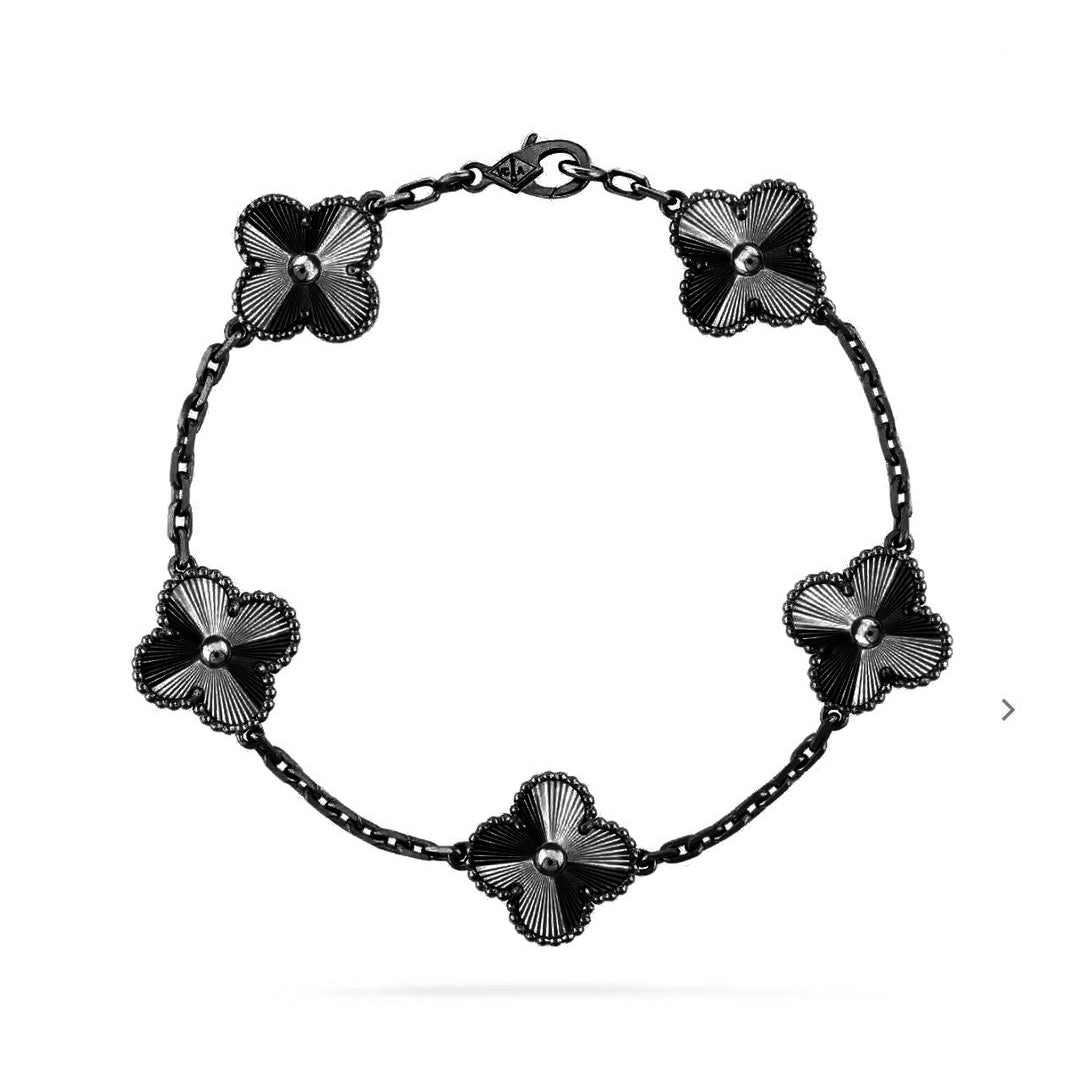[Solara Jewelry]CLOVER 5 MOTIF BLACK BRACELET