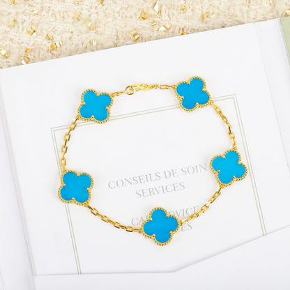 [Solara Jewelry]CLOVER 5 MOTIFS TURQUOISE BRACELET