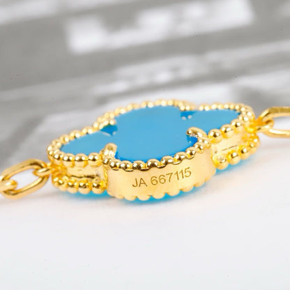 [Solara Jewelry]CLOVER 5 MOTIFS TURQUOISE BRACELET