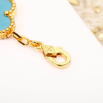 [Solara Jewelry]CLOVER 5 MOTIF TURQUOISE DIAMOND GOLD BRACELET