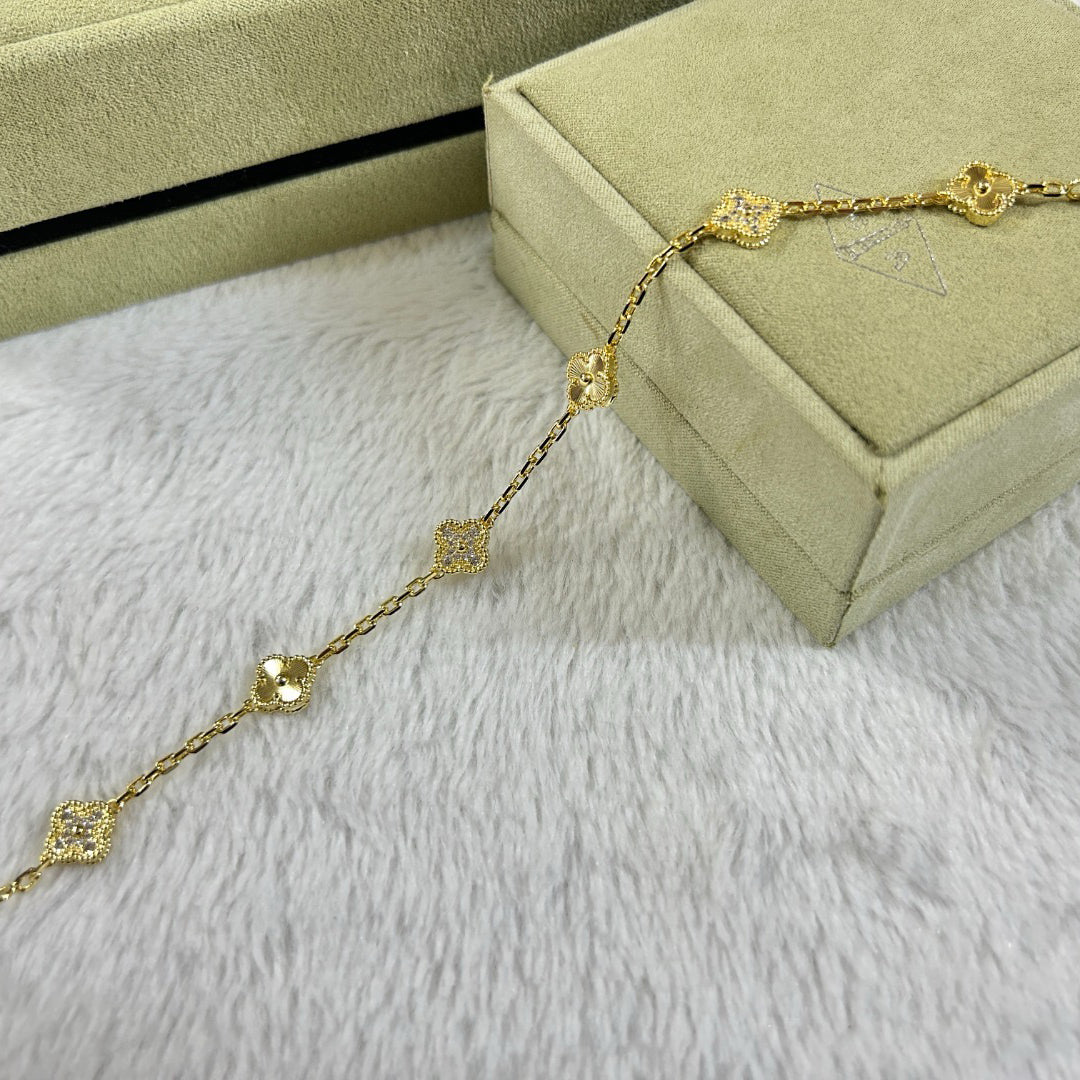[Solara Jewelry]CLOVER 6 MOTIF DIAMOND LASER BRACELET