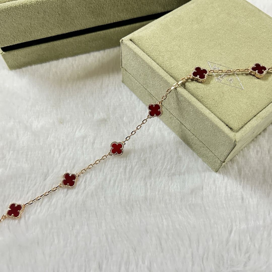 [Solara Jewelry]CLOVER 6 MOTIF RED AGATE BRACELET