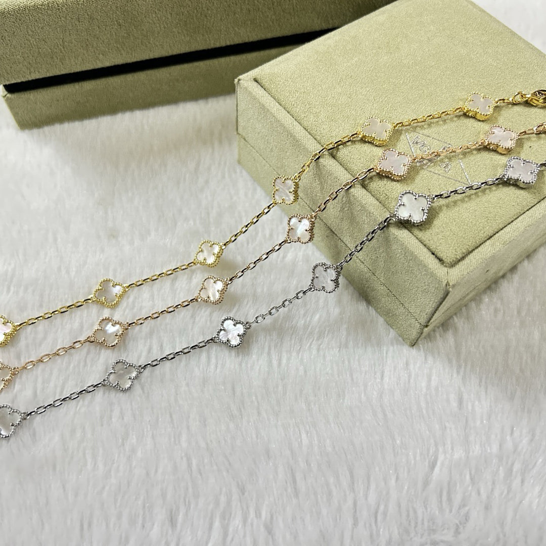 [Solara Jewelry]CLOVER 6 MOTIF WHITE MOP BRACELET