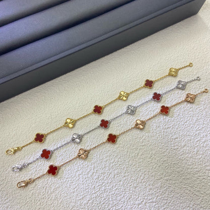 [Solara Jewelry]CLOVER 6 MOTIF RED AGATE LASER BRACELET