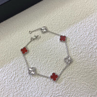 [Solara Jewelry]CLOVER 6 MOTIF RED AGATE LASER BRACELET