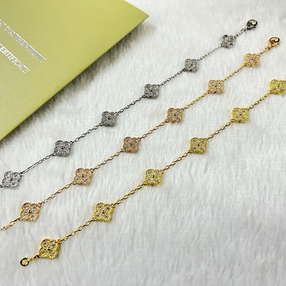 [Solara Jewelry]CLOVER 6 MOTIF DIAMOND BRACELET