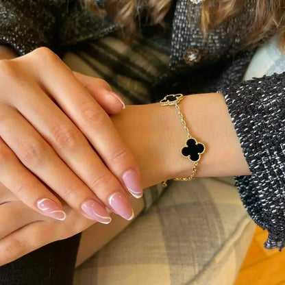 [Solara Jewelry]CLOVER  5 MOTIFS BLACK ONYX BRACELET