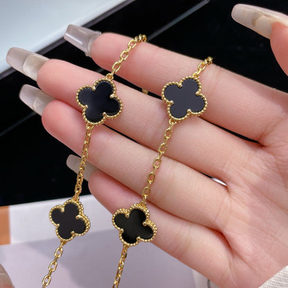 [Solara Jewelry]CLOVERS THE 10-MOTIFS ONYX NECKLACE