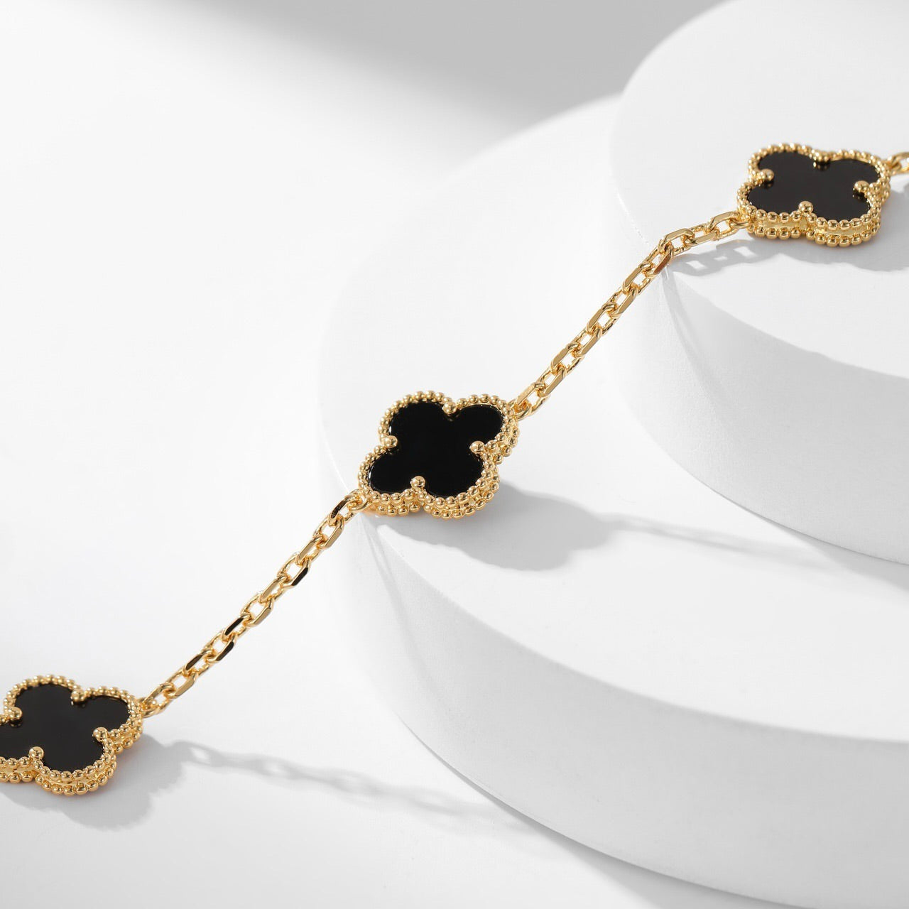 [Solara Jewelry]CLOVERS THE 10-MOTIFS ONYX NECKLACE