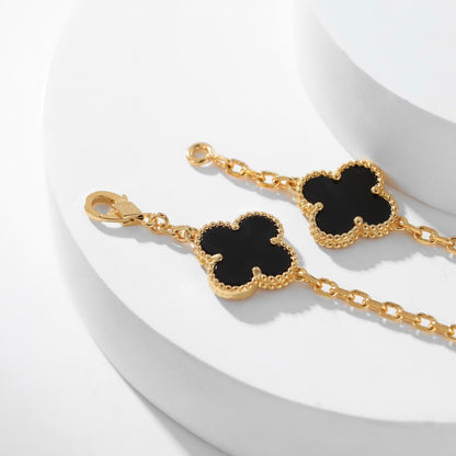 [Solara Jewelry]CLOVERS THE 10-MOTIFS ONYX NECKLACE
