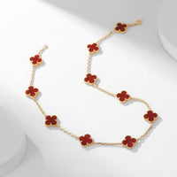 [Solara Jewelry]CLOVERS THE  10-MOTIFS CARNELIAN NECKLACE